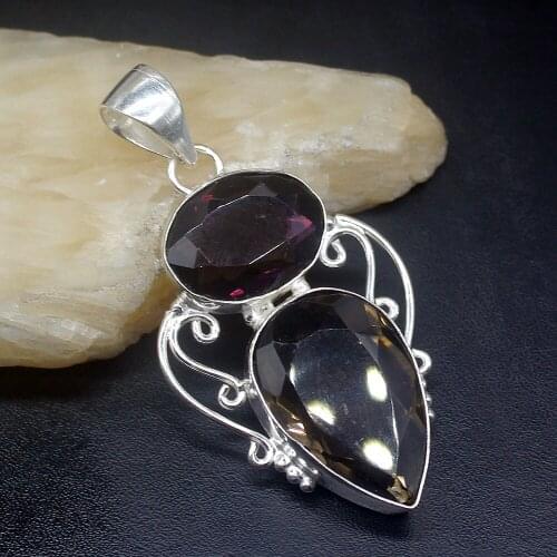 Gemstonefactory Jewelry Big Promotion 925 Silver Unique Pretty Purple Amethyst Topaz Women Ladies Gifts Necklace Pendant 1298