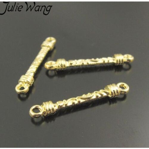 Julie Wang 120pcs/pack Zinc Alloy Gold Connector Ancient Chinese Mythology Legend Carving Elegant Style Stick Statue Spring