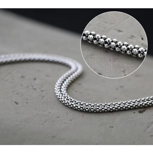 MIQIAO 925 Thai Silver Sterling Necklace Men Without Pendant Retro Snake Bone Thickness 1.5 MM Length 40 45 50 CM Bare Chain
