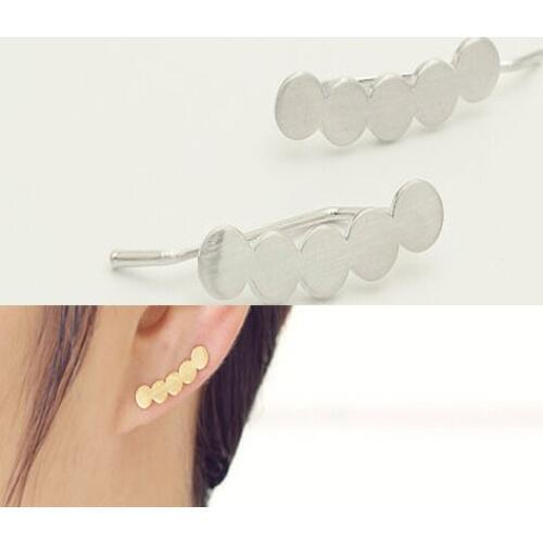 Fashion 100% 925 Sterling Silver rhoidum plate brushed shiny bubble climber earring