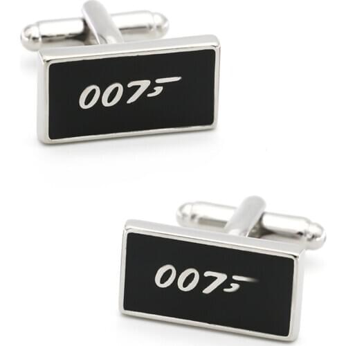 Fashion Movie Cuff Links For Men Copper Material Black Color Superheroes James Bond 007 Design