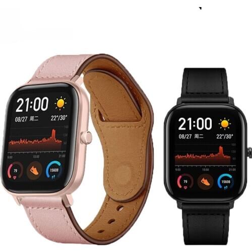 Fashion Genuine Leather Watch Band Strap for Xiaomi Huami Amazfit GTS/ Amazfit Bip Leather Sporty Replacement Wrist band strap