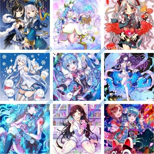 Cartoon Anime Girl 5D Diamond Painting Diy Cross Stitch Kits Wall Art Mosaic Diamond Embroidery Full Home Decoration