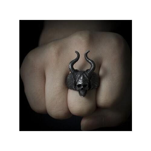 Unique Punk Gothic Satanic Demon Sorath Shofar Skull Ring Men 316L Stainless Steel Biker Ring Baphomet Boyfriend gift OSR290