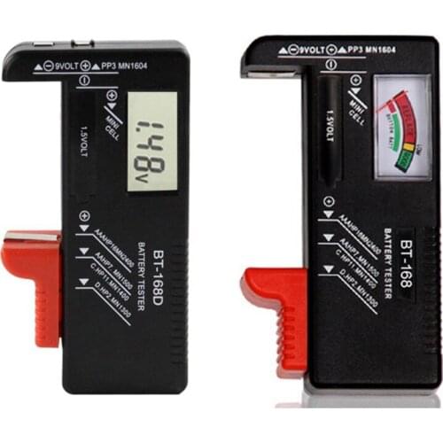 Set of 2 Digital Battery Testers Voltage Checker and Power Level Checker Combo for AA AAA C D 9V 1.5V Button Coin Cell