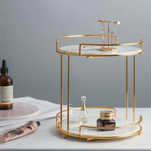 Nordic Vanity Tray Double-deck Cosmetics Storage Tray Creative Dressing Table Desktop Racks Finishing Rack Jewelry Tray ZM225