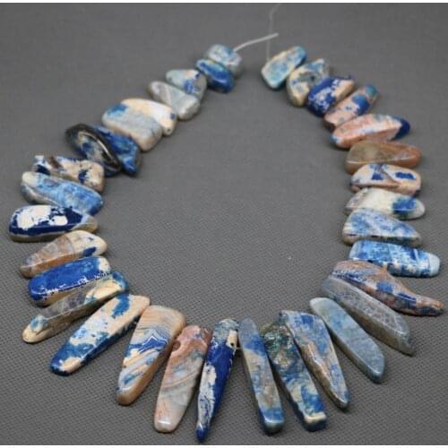 Kindgems Blue Slice Stone Beads Point Pendant Necklace, 2017 Freeship Super Popularity European Fashion Jewelry for Women