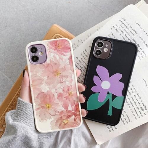 Retro Flowers Shockproof Phone Case For iPhone 12 11 Pro Max 7 8 Plus X XS Max XR SE 2020 12 Mini Soft TPU Matte Bumper Cover