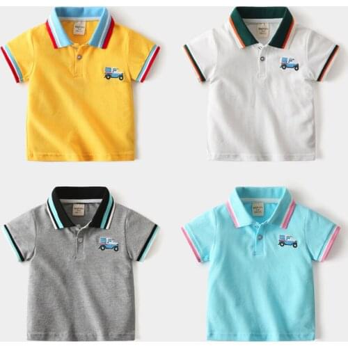 Baby Boy Polo Shirts Cute Cartoon Car Pattern Kids Cotton Sports Short Sleeve Shirt Boy Girls Tops Tee Fashion Children Clothes