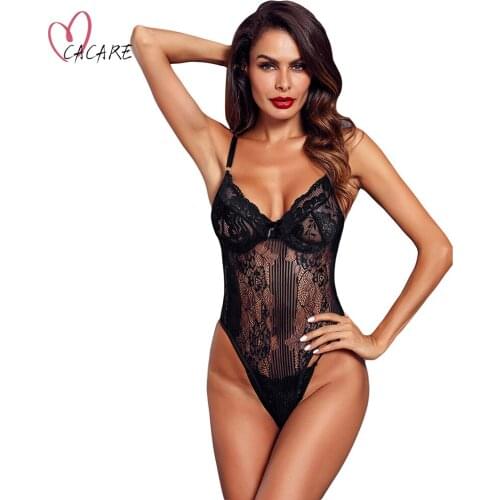 Sexy Women Lace Bodysuit Jumpsuits Woman Summer CHEAPEST Ladies Rompers Playsuits F0040 Adjustable Strap V Neck Black