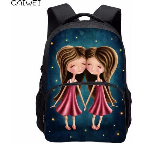 Girl School Backpack Fashion 12 Constellations Women Laptop Backpack Cartoon Prints Bagpack Children Travel Shoulder Bag Mochila