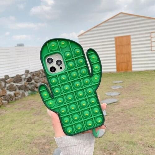 3D Cute Cactus Soft Phone Case For iPhone 11 12 Pro XS MAX XR X 6 6S 7 8 Plus Bubble Sensory Stress Reliever Silicone Cover