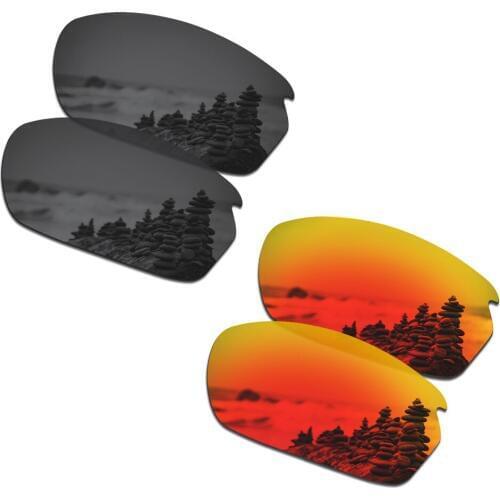 SmartVLT 2 Pairs Polarized Sunglasses Replacement Lenses for Oakley Carbon Shift Stealth Black and Fire Red