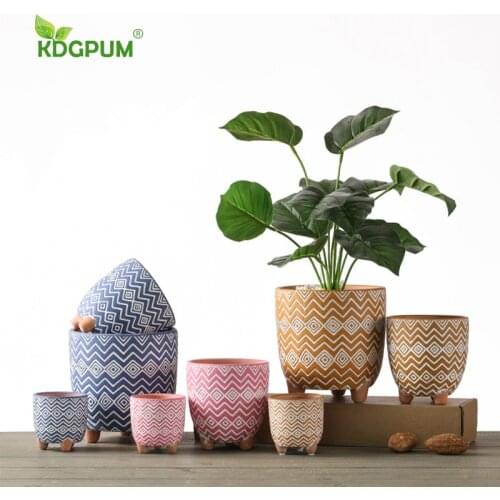 Modern Handmade Ceramic Flower Pots Nordic Simple Geometric Figures Succulent Flower Pots Green Plants Potted Flower Pots