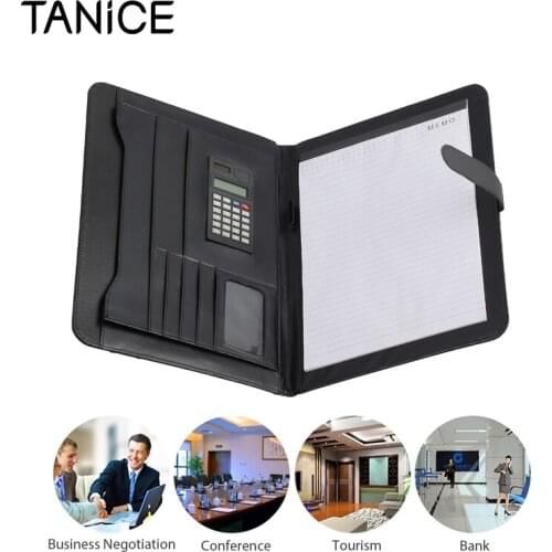 TANiCE PU Leather Conference Folder Multi-Function Conference Folder Portfolio Document Organiser With Electronic Calculator