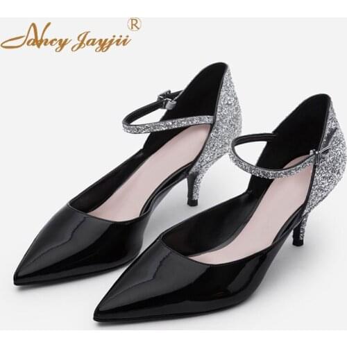 Womens Shoes Pumps Patent Leather Black Stiletto Buckle Wedding / Party Ultra High Heels Covers Elegant Fashion Plus Size 2019