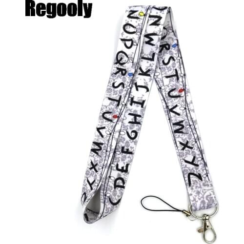 Stranger things alphabet letters Keychain Lanyards Id Badge Holder ID Card Pass Gym Mobile Phone Badge Holder Key Straps