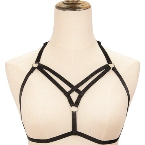 Wasteheart Body Cage Harness Bra Lingerie Elastic Strappy Black Belt Tops Bondage Fetish Exotic Club Party Burlesque Harness