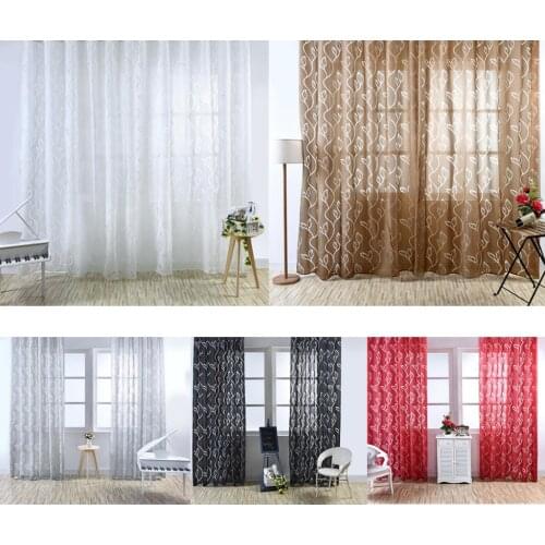 Leaf Curtain Drape Blinds Gauze Curtain Door Room Divider Modern Decor Window Curtain for Bedroom Window Blind Hanging Curtain