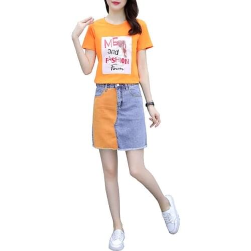 Cowboy Bag Hip Skirt Women Summer Skirt 2021 New Female Two-Piece Half-Length Skirts European American Style Lady Two-Piece L554