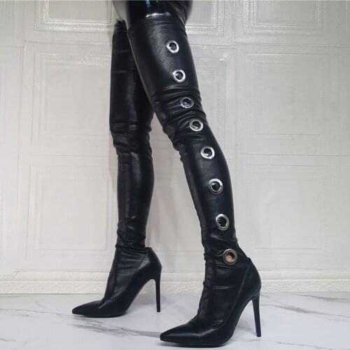 Black Skintight Thigh High Boots Sexy Women Shoes Long Over The Knee 2021 New Designed Autumn High Heel Size 47