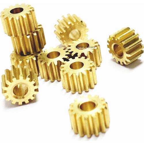10pcs 0.5M 14T 3.12 3.17 mm Bore diameter Motor shaft copper spindle gear Toy accessories For 540/545/550/555/575 motor