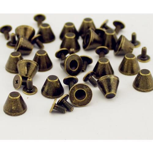 20pcs 10*8mm Bronze Zinc Alloy Screwback Bucket Spikes Punk Rock Rivet DIY Accessory Studs And Spikes For Clothes Garment Rivets