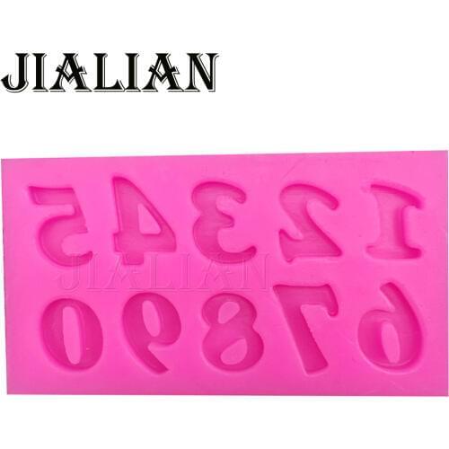 3D Number 0-9 digital del molde de silicon chocolate Party cake decorating tools DIY baking fondant silicone mold T0179