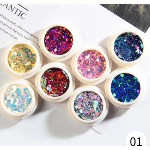 4/6/8pcs Crystal Fire Opal Flakes Nail Sequins Purple Holographic Glitter DIY Chrome Powder for Spring Nails Manicure Paillettes