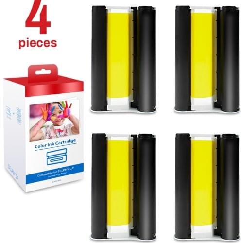 UniPlus 4pcs Ink Cartridge for Canon Selphy CP Series Photo Printer CP1200 CP1300 CP910 CP900 6 inch Ink Cassette Ribbons
