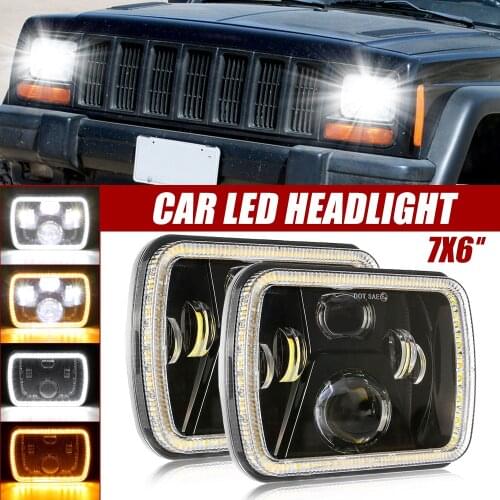 7X6 Car LED Headlights 6000K 280W 28000LM Running Turn Sinal Light Hi-Lo Beam For Jeep Cherokee XJ Wrangler YJ For GMC/Ford