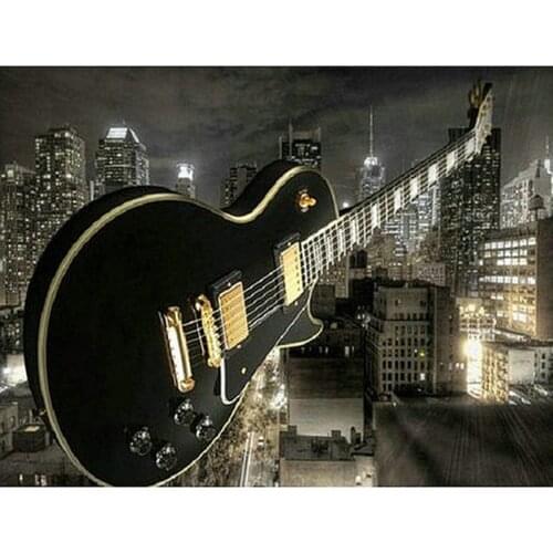 5D diy Diamond painting music guitar City night scene full square round drill rhinestone pictures mosaic 3d diy embroidery L273