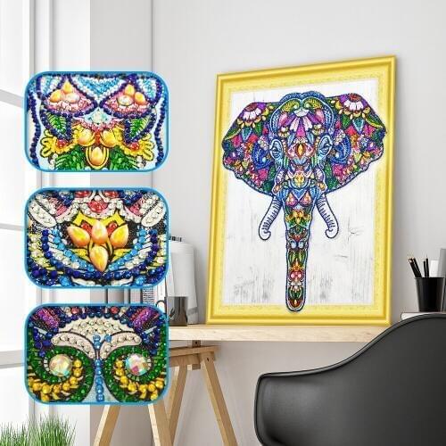 5D DIY Special Shaped Diamond Painting Cross stitch Diamond Embroidery Animal Elephant Picture of Rhinestones Home Decor