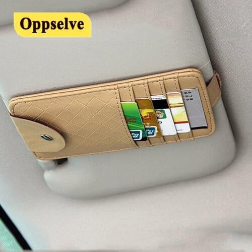 Car Sun Visor Glasses Storage Holder Clip Pocket Organizer Pouch Credit Card Car Accessories Interior Car Organizer Storage Bag