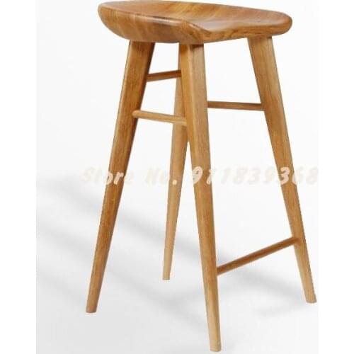 Solid wood bar chair dining chair home Nordic log bar chair simple leisure high stools front desk chair study chair