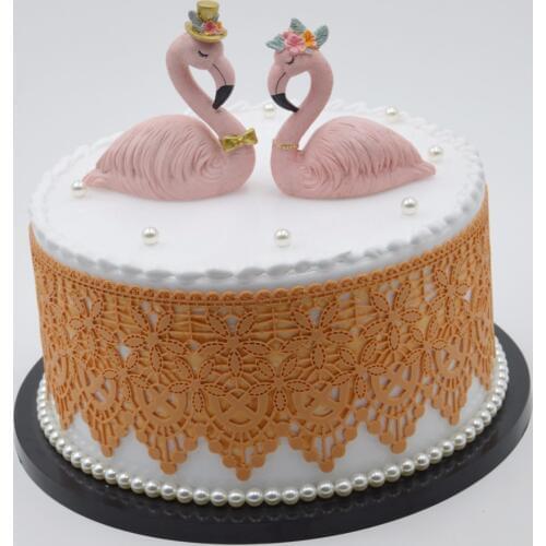 Big Size Food Grade Flower Lace Fondant Cake Decorating Mold Silicone Lace Mats Cake Border Decoration Mould