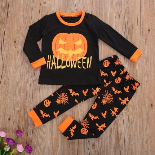 Imcute Baby Halloween Pajamas, Jogger Pants Suit, Pumpkin Spider Printed Round Neck Long Sleeve Sleep Trousers