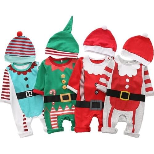 Unisex Baby Boy Baby Girls Christmas Outfit Long Sleeve Romper Red Santa Claus Clothes Set Lovely Snowman Baby Clothing Set