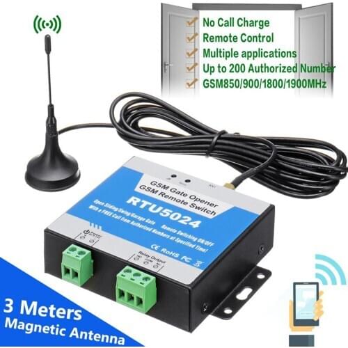 GSM Door Gate Opener Remote On/Off Switch Free Call SMS Command Support 850/900/1800/1900MHz