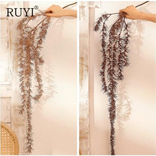 100cm Simulation Retro Rattan Plastic Flower Artificial Wall Hanging Plants Leaf Wedding Arch Home Garden Background Decoration