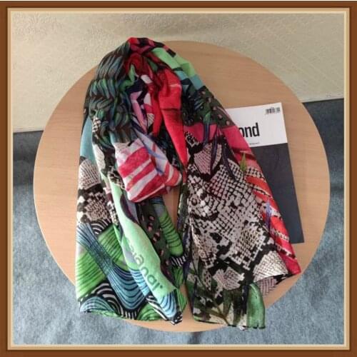 Spanish Desigual colorful print scarf for women Sunscreen air permeability warm shawl versatile scarf Beach towel square towel