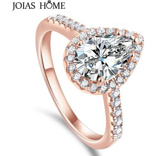 Joiashome Silver 925 Jewelry For Engagement Women With Water Drop Shape Zircon Gemstone Rings Luxury Jewelry Wedding Gift