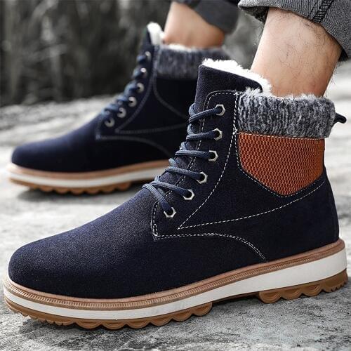 New Winter Men Shoes High Top Casual Shoes Ankle Boots Sneakers Male Fashion Comfortable Warm Plush Shoes Man Anti-Skid Footwear
