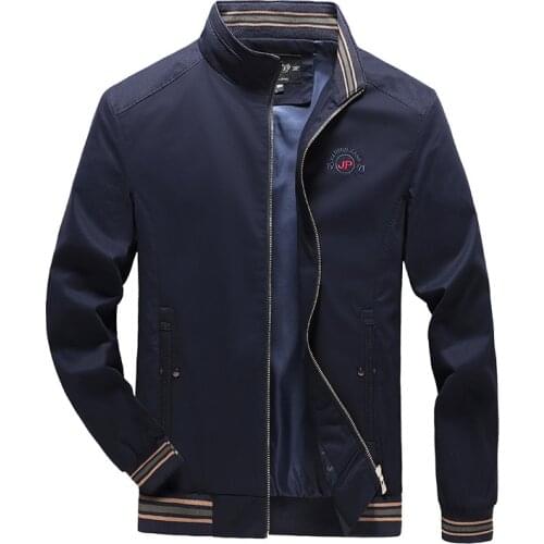 Spring Autumn Mens Bomber Jacket Cotton Cargo Outwear Coat Fashion Slim Fit Turn Down Collar Zipper Business Casual Jacket Male