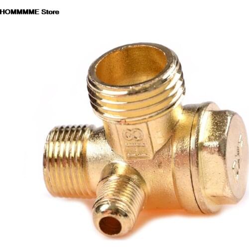 1PCS Thread 90 Degree 3 Port Brass Central Pneumatic Valves Air Compressor Check Valve DIY Home Tools