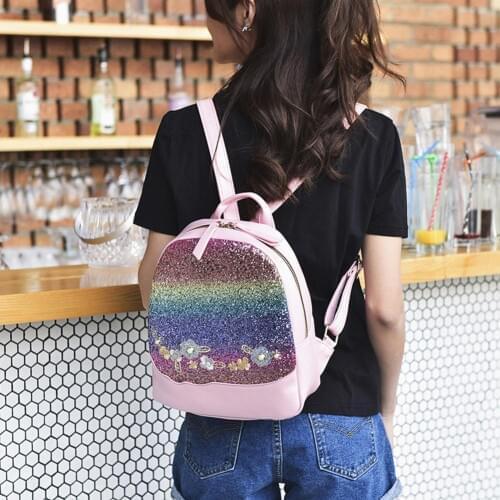 Womens Mini Backpack Luxury PU Leather Kawaii Backpack Cute Graceful Bagpack Small School Bags for Girls Bling Glitter Shining