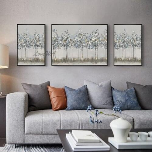 A Lot Of Trees 3Panel Canvas Wall Art Contemporary Abstract Oil Painting Showpiece For Home Decoration Beautiful Scenery Unframe
