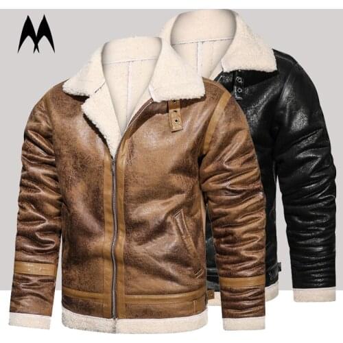 2021 Mens Casual Faux Fur Leather Jacket Motorcycle PU Coats Winter Lapel Outerwear Men Fur Collar Jackets Male Brand Clothing