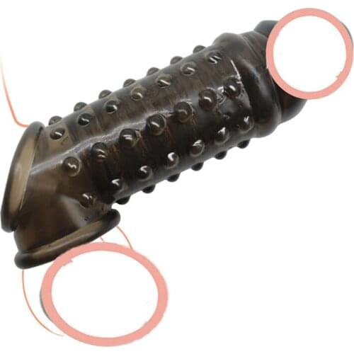 Soft Penis Sleeve Penis Extender Condoms Men Cock Ring On Penis Enlargement Enhancer Dick Sex Toys For Men Reusable Condoms