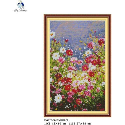 Pastoral flowers Aida Fabric Cross stitch kits DMC Needlework Embroidery 14CT and 11CT Cross-Stitch DIY Handwork Beginner Crafts